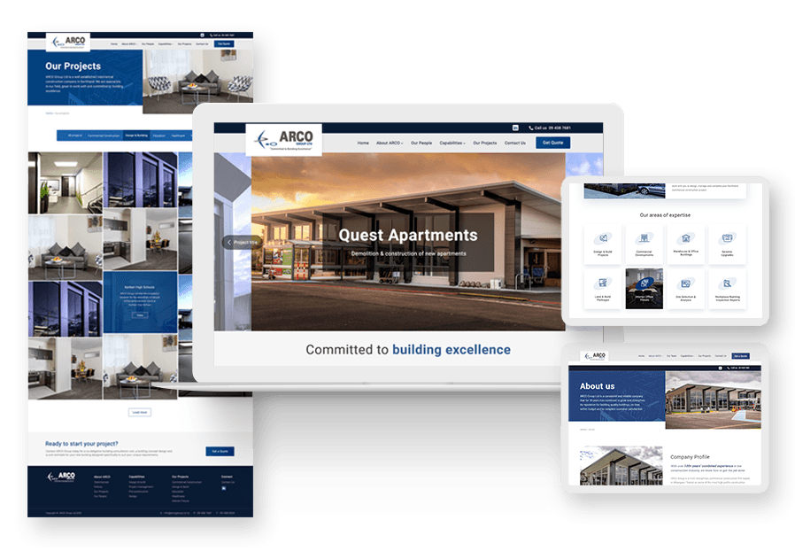 Code Groupan created the website for construction company ARCO to present their services